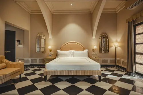 Daulatgarh Resort & Spa, Udaipur - Rooms - 500 Sqft 46 Sqmt Swimming Pool View Double Bed 1